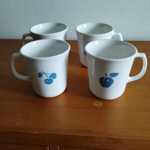 Vintage Corning Ware blue apple cherry mug cup